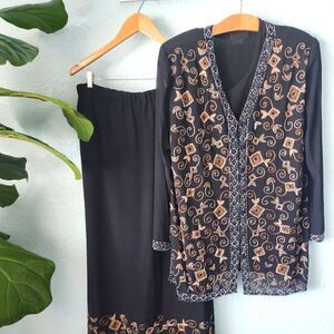 Tan CHHO made in India sequins skirt and cardigan set